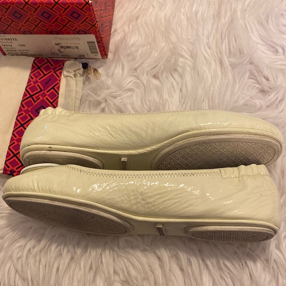 Tori Burch Minnie Travel Ballet with Logo, Ivory, Size 10.5 - Picture 11 of 11